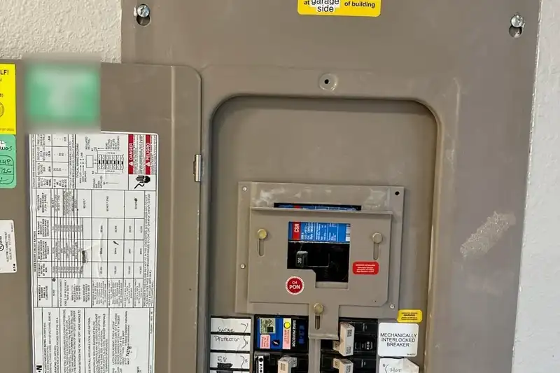New main electrical panel with neatly labeled breakers in a new home, Stanwood